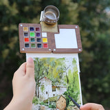 AOOKMIYA 15-Color Schminke College Watercolor Paint Box 0.5ML Portable Walnut Watercolor Palette Artist Travel Painting Art Supplies