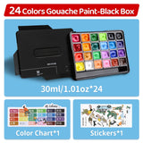 1pc 24 Colors Gouache Paints Set 30ml/1.01oz,Rich Color,Strong Coverage for Paper,Ceramic,Stone,Eggs for Adults,Artists