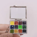 AOOKMIYA Empty Portable Watercolor Palette 12-grid Paint Box Mini Keychain Iron Box Paint Tray Student Travel Painting Art Supplies