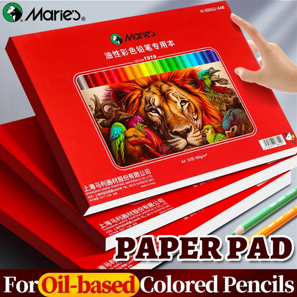 AOOKMIYA Marie's 30 Sheets A4/8K Colored Pencils Paper Pad with Oil-based,111lb/180g Sketchbook for Dry Media Oil Pastel,Sketch,Charcoal