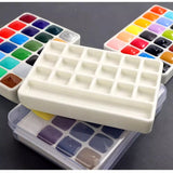 AOOKMIYA Empty Ceramic Palette Watercolor Palette 18/24 Grid Watercolor Paint Tray Artist Travel Painting Portable Art Supplies