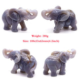 Elephant Statue Natural Gray Agate Geode Crystal Carved Reiki Healing Stone Animal Figurine Handicraft Home Decoration Ornaments