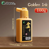 AOOKMIYA Marie's 100g Golden Sumi Ink,Liquid Golden Carbon Ink for Chinese Calligraphy,Artwork Practice,Painting,Perfect Gift for Adults