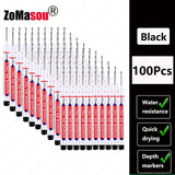 1-100Pcs 2cm Waterproof Long Head Markers Deep Hole Marker Pen for Metal Carpenter Red/Black/Blue/Green Ink Woodworking Tools