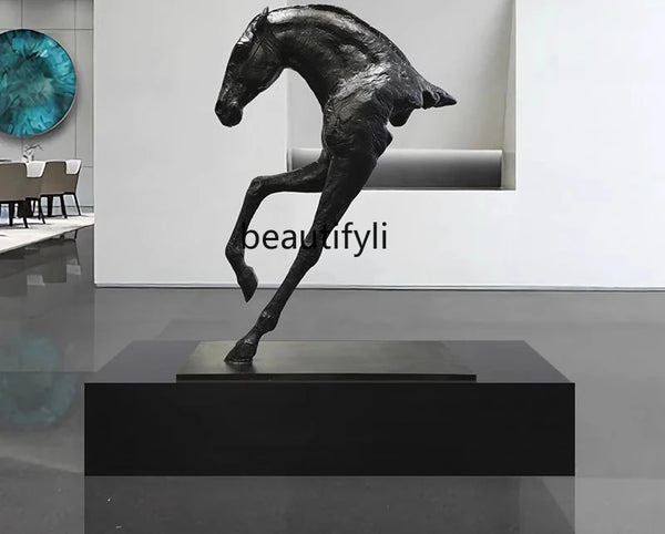 AOOKMIYA Horse head ornament, large floor-to-ceiling sculpture, sales office hall decoration, fiberglass handicraft decoration