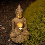 Zen-Inspired Solar-Powered Buddha Statue with Light - Resin Garden & Entryway Decor, Outdoor Ornament