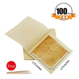 AOOKMIYA Gold Leaf Sheets Gold Flakes Foil 100pcs Practical 24K Gold In Craft Paper Arts Decoration Wall Handicrafts Gilding