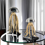 Luxury Crystal Jellyfish Ocean Art Theme Ornament Living Room Desktop Sample Metal Soft Decoration