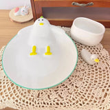 Cute Cartoon Dog, Rose, Duckling Ceramic Plate, Color Palette +Penholder Pen Washing Set   Brush Washing Bucket