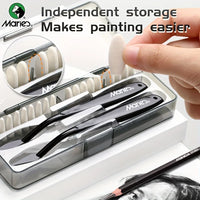 AOOKMIYA Marie's 23pcs Art Sketch Wipe Knife with Box,Rubbing Blending Brush,Smearing Tool for Sketching,Drawing,Mixing for Adults,Artist