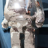 AOOKMIYA 80cm Flash Bear Figurine Giant Disco Mirror Bear Statue Large Interior Sculpture Luxury Livingroom Decoration Home Ornament