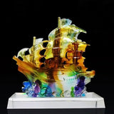 AOOKMIYA Opening smooth sailing auspicious glass crafts smooth sailing boat decoration office living room blessing decoration