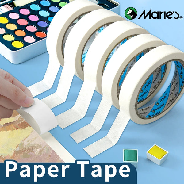 AOOKMIYA 1pc 0.7in/20m Marie's White Paper Tape,Residue-Free Adhesion for Acrylic,Watercolor,Crafts,Decoration Assistance,Party & Mark