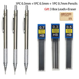 Mechanical Pencil Set 0.3 0.5 0.7 0.9 1.3 2.0mm Full Metal Art Drawing Painting Automatic Pencil Office School Supply Stationery