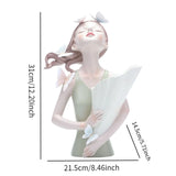 Table Ornament Butterfly Decor Girl Statue Flower Vase 8.4x12inch Handicraft for Household Kitchen Dining Multifunctional