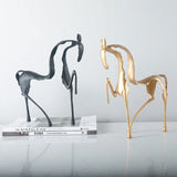 AOOKMIYA ART+ Creative Gifts Simple Creative Metal Hollow Out Horse Desktop Ornament Animal Sculpture Living Room Decoration Abstract Crafts Home Decoration