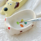 AOOKMIYA Creative Ceramic Watercolor Palette Cute Cat/Dog Paint Tray Pen Holder Easy To Clean Portable Painting Art Supplies