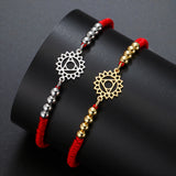 AOOKMIY Teamer Stainless Steel Beads 7 Chakra Charms Bracelet Red Black Two Color Rope Bracelets Family Jewelry Amulet Birthday Gift NewAOOKMIYA.COM