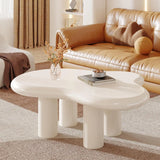 39.3" White Cloud Coffee Table, Modern Irregular Center Tea Table with 4 Legs for Living Room (White, 39.3 inch)