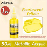AOOKMIYA Marie's 50ml/1.69 oz 1pc Pearlescent Yellow Metallic Acrylic Paint,Quick-Drying for Glass,Rock,Wood,DIY for Adults & Artists