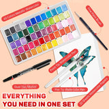 AOOKMIYA 84pcs Watercolor Paint Set with 60 Colors Intense Sparkle Pearlescent Solid High Pigment,Water Color Kit for Painting,Writing