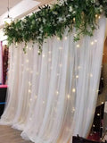 3X6M Wedding Background Decoration Veil White Bilayer Yarn Curtain With Artificial Flower For Birthday Valentine's Day Party DIY
