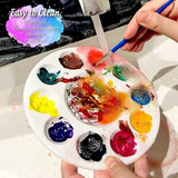 AOOKMIYA 1pc White Round Plastic Paint Tray Easy-Clean Sturdy Palettes for School Projects Art Classes Craft DIY Art Painting Palettes  AOOKMIYA.COM
