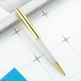 50Pcs/Lot Crystal Ballpoint Pen Stationery Office School Supply Twist Open Metal Roller Rose Gold Free Customized Logo Name