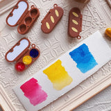 AOOKMIYA Mini Bread Stick Shape Watercolor Box with Palette 0.5ML 3-color Cute 3D Printing Paint Box Portable Painting Supplies