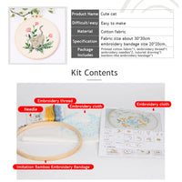 AOOKMIYA DIY Embroidery Kit Cat Plant Printed Pattern Beginner Cross Stitch Set Needlework Hoop Handmade Sewing Hobby Kits