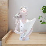 Table Ornament Butterfly Decor Girl Statue Flower Vase 8.4x12inch Handicraft for Household Kitchen Dining Multifunctional