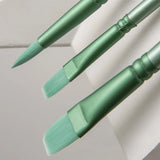 AOOKMIYA Watercolor Brush Set Nylon Hair Round Head Flat Head Fresh Green Pole Brush Art Students Special Painting Supplies