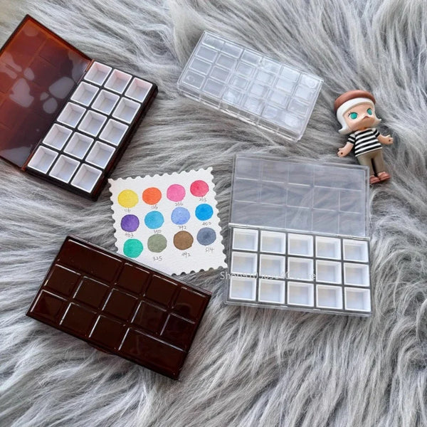 AOOKMIYA 15/24 Grid Portable Paint Palette Watercolor Gouache Acrylic Moisturizing Box Sketching Portable Paint Tray Art Supplies