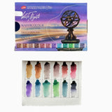 AOOKMIYA NEW White Night Solid Watercolor Mist Series 12 Color Set Artist Precipitated Layered Watercolor Art Supplies for Artist