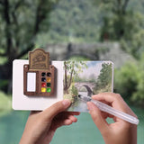 Portable Travel Wooden Handmade 8 Grid 0.2ML Schmincke Watercolor Paint Tray Box Black Walnut Palette Water Colour Brush Book