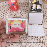 12 Color Paint Box Portable Painting Supplies Watercolor Color Dispenser Tin Box Mini Flower Paint Container