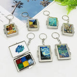AOOKMIYA Empty Mini Watercolor Palette Portable Keychain Watercolor Iron Box 6 Grid 0.5ML Student Travel Sketch Art Supplies