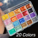 AOOKMIYA Metallic Watercolor Paint Set 20 Colors in DunHuang Style,Shimmer,Glitter,Shifting Paints Kit for Paper,DIY for Adult,Amateurs