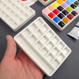 AOOKMIYA Empty Ceramic Palette Watercolor Palette 18/24 Grid Watercolor Paint Tray Artist Travel Painting Portable Art Supplies