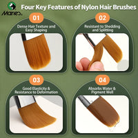 AOOKMIYA Marie's Paint Brushes Set,7pcs Nylon Hair Fibert Paintbrushes for Oil,Acrylic,Gouache,Rocks,Watercolor,Crafts,Models,Canvas