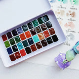 AOOKMIYA American Daniel Smith Mineral Stone Precipitation Artist Grade Watercolor Paints Aquarelle 35 Colors 0.5ml 1ml Art Supplies