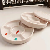 Imitation Porcelain Round Palette with Lid Acrylic Watercolor Painting Multifunctional White Paint Tray Artist Supplies