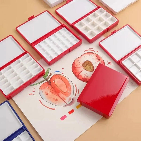 AOOKMIYA Empty Watercolor Paint Palette 12/24 Grid Watercolor Packaging Box Portable Paint Storage Box Travel Painting Art Supplies