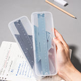 Deli 4pcs Metal Ruler for School Kids Measure Drawing Multi-Function Rulers Straight Protractor Triangular Rulers Set