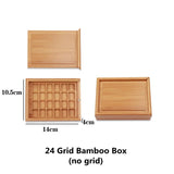 AOOKMIYA Empty Bamboo Paint Palette with Lid Portable Watercolor Paint Tray Storage Box with 24/36 Half Pans for Painting Art Supplies