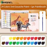 AOOKMIYA 24 Colors Marie's Gouache Paint Set with 1pc Paintbrush,5ml Each Tube for Canvas,Paper,Crafts,DIY for Hobbyist,Adults,Students