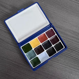 AOOKMIYA 12-color Melad Brown Watercolor Paint 0.5/1ML Travel Portable Watercolor Box with Palette Artist Painting Nail Art Supplies