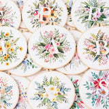 AOOKMIYA Floral Embroidery Kit for Beginner and Adults Cross Stitch Kits Embroidery Starter Kit with Initial Letter and Flower Pattern