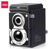 Deli Rotary Pencil Sharpener Black Pencil Cutter Gift Camera Design Kawaii Sharpener Knife Smooth Sharpening For School Supplies