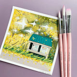 AOOKMIYA Mairtini Light Series Watercolor Brush Pink 6pcs Set Nylon Hair Flat/round Head Hook Pen Gouache Painting Brush Art Supplies